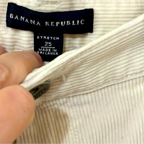 Banana Republic| Ivory Corduroy Straight Leg Pants Sz 25 - Picture 5 of 8